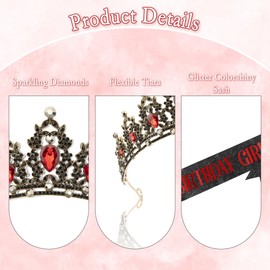 Bluckincle Birthday Sash,Gold Tiara,Tiara Crown,Birthday Tiara For Women,Birthday Tiara,Birthday Headband,Birthday Crowns,Women'S Headbands,Birthday King