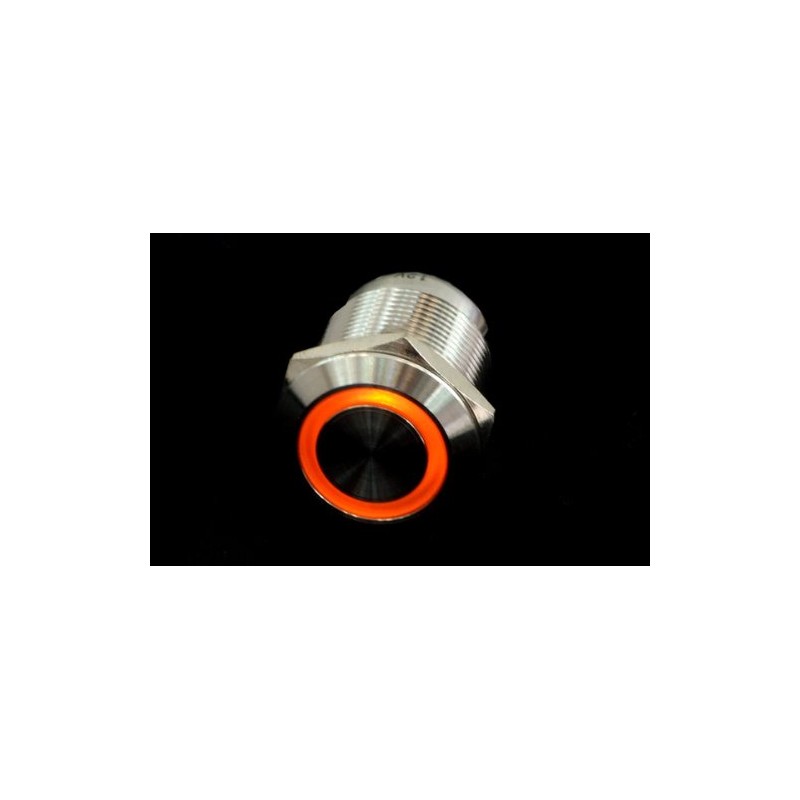 Phobya push-button vandalism-proof/bell push 16mm stainless steel, orange ring lighting
