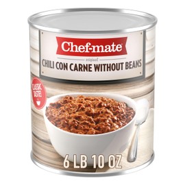 Chef-mate Beef Chili, Canned Chili with Meat, No Beans, 6 lb 10 oz (#10 Can Bulk)