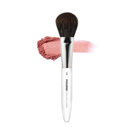 PICCASSO 108 Blusher Brush, Premium Wool Design, Anti-Flap, Natural, Uniform Color, Beginner, Easy, Wide Size, Professional Cheek Makeup