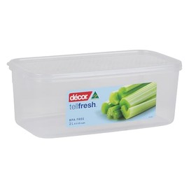 Decor Tellfresh Oblong Food Storer, 2 Litre Capacity, 254 mm Length x 184 mm Width x 74 mm Height