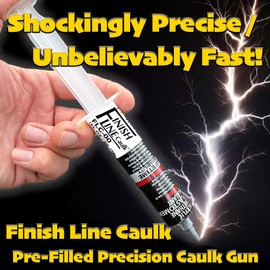 Finish Line Caulk – Acrylic Urethane Elastomeric Sealant – Pre-Filled Precision Caulk Gun – Aluminum Gray – 1 oz Tube – Flexible & Durable Sealant for Trim, Baseboards, and Small Cracks