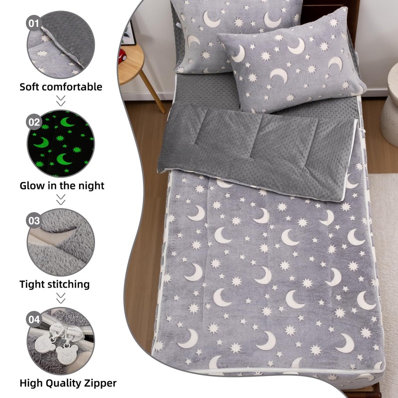 A Nice Night Starry All-in-One Plush Zipper Bedding Set, Twin