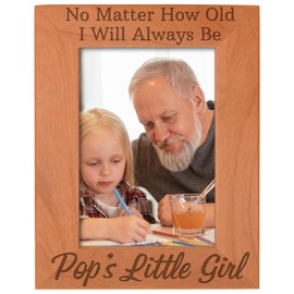 ThisWear Fathers Day Frame from Granddaughter I'll Always Be Pop's Little Girl Natural Wood Engraved 5x7 Portrait Picture Frame Wood