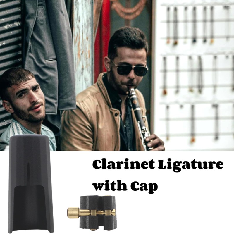Leather Ligature with Plastic Mouthpiece Cap for Clarinet,Ligature Fastener Mouthpiece