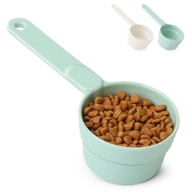 MSBC Measuring Dog Food Scoop - 1/2 Cup Scoop Measuring Cup for Dog Cat Ferret Rabbit Bird Food, Melamine Half Cup with Handle, Food-Grade 1/4 Pet Feed Scoop, Dishwasher Safe, Green