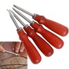 4pcs Leather Edger Professional Trimming Working Kit with Wooden Handle