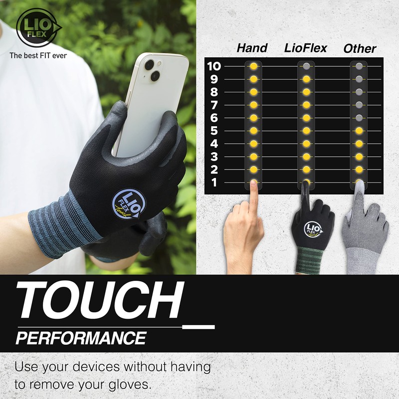 Safety Work Gloves with Touchscreen Fingers, 1 Pair Thin &