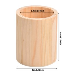 heavenlife Wooden Pen Container, Desk Wooden Pen Holder, DIY Wooden Pen Holder, Round Wooden Pen Holder, Unfinished Pen Container for DIY Painting Crafts School Office Home Makeup Brush (A)
