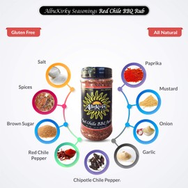 AlbuKirky Seasonings Red Chile BBQ Rub - Hatch Red Chile, Gluten Free, No MSG - 6 Ounce