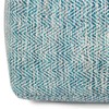 BOWERY HILL Boho Square Pouf in Patterned Teal Melange Cotton