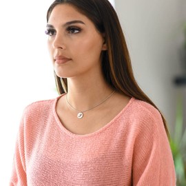 MATERIA by Matthias Wagner Women's Necklace 925 Silver with Angel Pendant Rhodium-Plated Gold-Plated, Sterling Silver