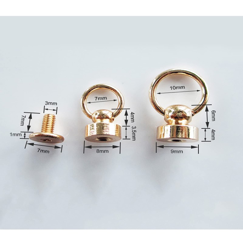 Cohentbliss Brass Studs Screw Ring Rivets with Ring Gold Brass