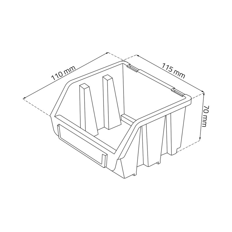 Black small plastic lidded storage bin ERGO-Box Plus