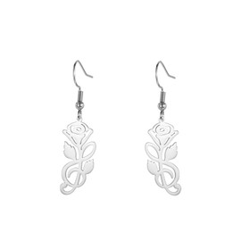 KKJOY Pink Note Treble Dangle Earrings Stainless Steel Notes Blossom in Rose Pendant Earrings Treble Clef Jewellery Gift for Women Music Lovers, Stainless Steel, No Gemstone
