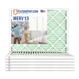 Filters Fast 10x10x1 Air Filter Merv 13, 1" AC Furnace Air Conditioner Filters, Made in the USA, Actual Size: 9.75" x 9.75" x 0.75, 6 Pack