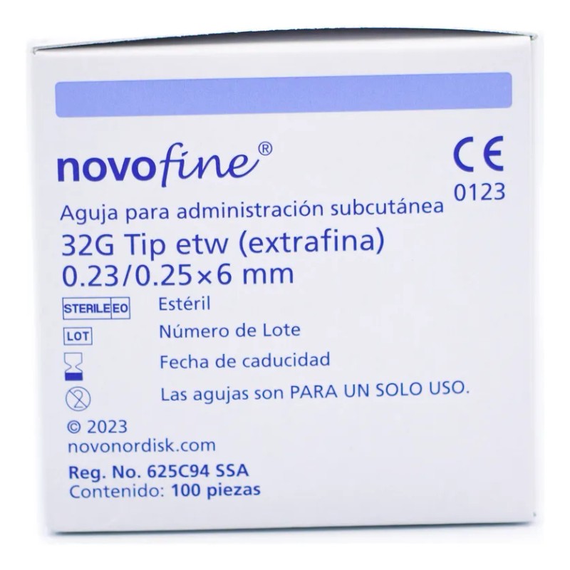 Novofine Aguja 0.25 X 6 Mm 32g C100