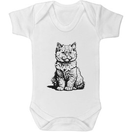 Azeeda 0-3 Month 'Selkirk Rex Cat Sitting' Baby Grow/Bodysuit (GR00134220)