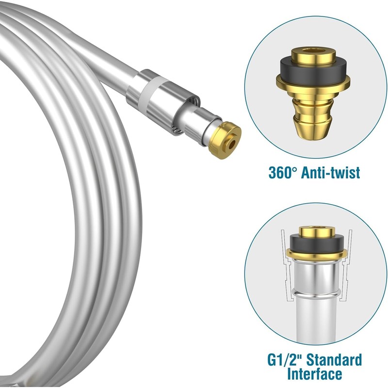 Tech Traders PVC Smooth Shower Hose 1.5m(59”) inch Long Anti-Twist