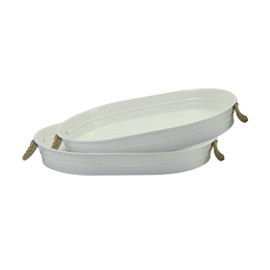 Serving Tray with Rope Handle, 2 pcs Serving Platters and Trays for Serving Food, Serving Trays for Party, Storing, Used in Bedroom, Kitchen, Living Room, Bathroom and Outdoors (White)