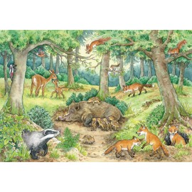Ravensburger Children's Puzzle - 05673 Animals in the Forest and on the Meadow - 2 x 12 Pieces + Knowledge Poster, Why? Why? Why? Puzzle for Children from 3 Years