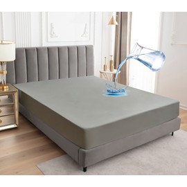 Sufdari Waterproof Sheets, Fitted Sheets, Semi-double, Elastic Rubber Bands, Waterproof, Mattress Cover, Bed Cover, Bedspread, Bed Sheet, Soft Feeling, Easy to Use without Pilling Mattress Protector, Washable, Suitable for Four Seasons (Gray, Semi-Double