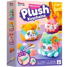 Klever Kits DIY llavero de felpa para hacer manualidades, juego de manualidades y manualidades con 3 modelos, crea tu propio llavero relleno para niños y niñas de 6 a 7 a 8 a 9 años