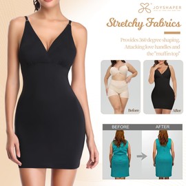 Joyshaper Women Full Slip Shapewear Tummy Control Dress Body Shaper Seamless Underdress for Dress Black XL