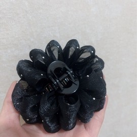 New Arrival 7cm Layered Baby's Breath Flower Feather Hair Claw Clip Black 10ea