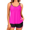 Tankini Swimsuits with Shorts - Pink Two Piece Tummy Control