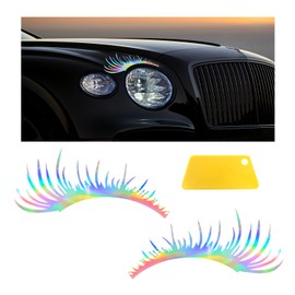 Dickno 2 PCS Car Headlight Eyelash Stickers, Cute Fake Eyelash Bumper Window Decal, Waterproof Auto Body Sticker, Universal Vehicle Exterior Decoration Accessories for Car SUV Truck (Colorful)