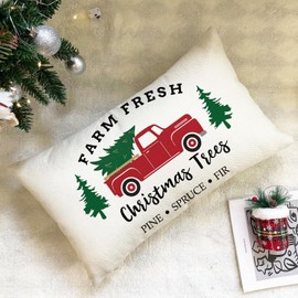 Ogiselestyle Christmas Trees Throw Pillow Cover 12 x 20 Inch Christmas Pine Tree Winter Holiday Cushion Case Decoration for Sofa Couch