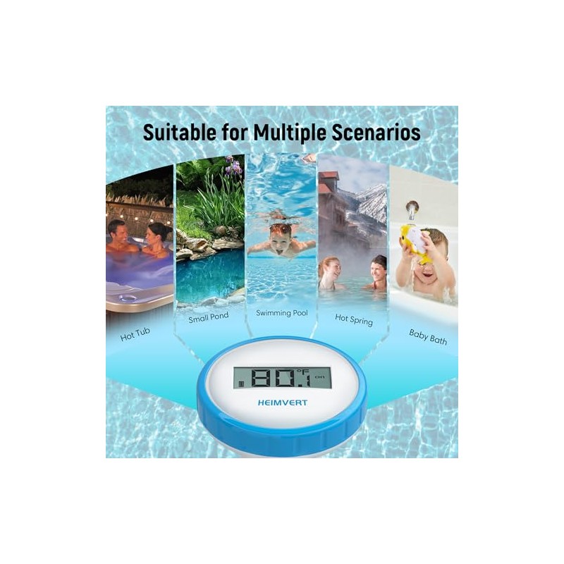 HEIMVERT Wireless Digital Pool Thermometer – Floating, Easy-to-Read Display, IPX8