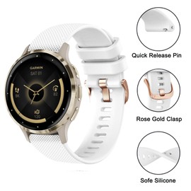 TUCOMO Silicone Watch Bands Compatible with Garmin Vivoactive 4S / Venu 3S / Venu 2S / Vivomove 3S, 18mm Soft Sport Replacement Wristband Straps for Garmin Forerunner 255s/265S Women