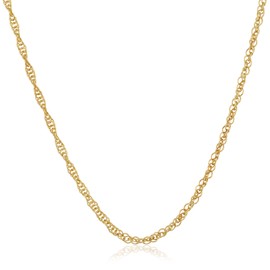 Kooljewelry 14k Yellow Gold 1.5 mm Light Rope Chain Necklace (18 inch)