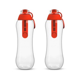 PearlCo - Two Drinking Bottles with Filter 0.5 Litres (Red) | Water Bottle BPA-Free | School, Sports, Water, On the Go