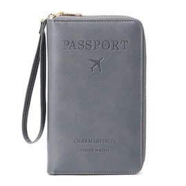 Toctax Passport Case, Passport Case, Travel Documents Folder, Passport Bag Leather, Passport Holder for Men and Women, ID Case, Credit Card Cases, gray, simple