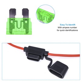 HISports 12V Car Inline Fuse Holder with 30A Middle ATC/ATO Waterpoof Automotive fuse socket TAP Adapter,Medium Size DC Fuse Holder mini Fuse Holder Wire Cable 4Pcs