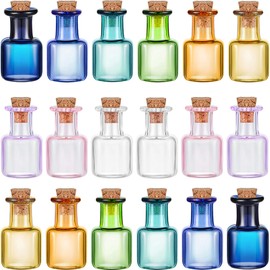 Patelai 18 Pieces Colored Tiny Spell Jars Glass Mini Potion Bottles with Cork Stoppers Square Cork Bottles for Party Wedding DIY Decoration