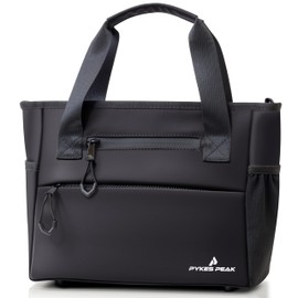 PYKES PEAK Golf Round Tote Bag | Ultra-Lightweight 340g, 10L Capacity, Waterproof, Versatile Cart Bag for Men & Women | Golf Bag for Accessories & Essentials | Black | Designed in Japan