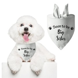 1 Pet Dog Handkerchief White Dog Bandana Triangle Pet Handkerchief "Hurry Up Big Brothers" Lettered Paw Washable Scarf For Large or Small Dogs Gender Reveal