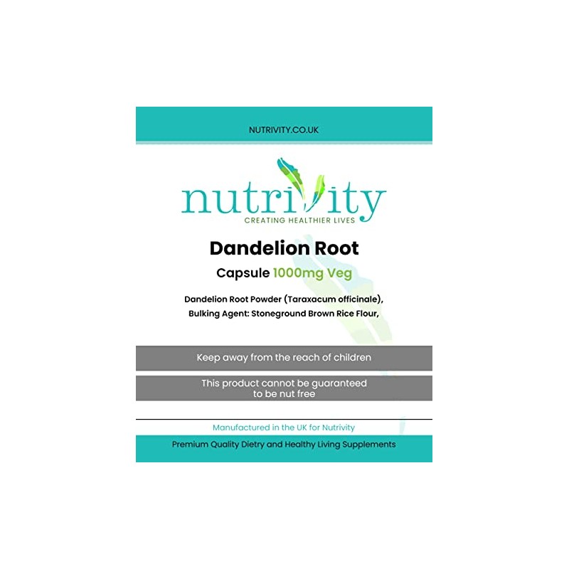 Dandelion Root 1000mg Capsules | Vitamin Rich | 1 Months