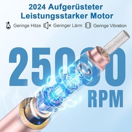 Akku Nagelfräser Kabellos, Auriox 12 in 1 Profi Fräser für Gelnägel 25000 u/min, Elektrische Nagelfeile für Gelnägel, Akku Maniküre Pediküre Set für Semi Permanent, Acrylnägel, Nagelhaut, Shellac