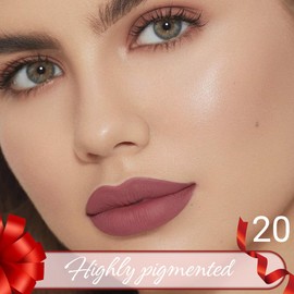 Hxssll Matte Lipstick Lip Crayon Liner Pencil, Long-Lasting Rich Colors, Precision Contouring, Velvet Lip Liner, High Color Rendering, Moisturizing Smooth Formula, Includes Pencil Sharpener 20#