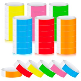 Epakh 600 Pcs Paper Wristbands Neon Wrist Bands Waterproof Handbands for Events Lightweight Concert Wristbands Neon Colored Adhesive Wrist Band for Party (Blue,Pink,Red,Yellow,Orange,Green)