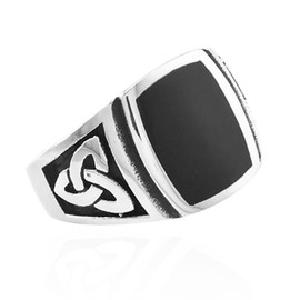 Autiga Masonic Masonic Ring Men's Stainless Steel Celtic Knot Masonic Black Solid, Stainless Steel