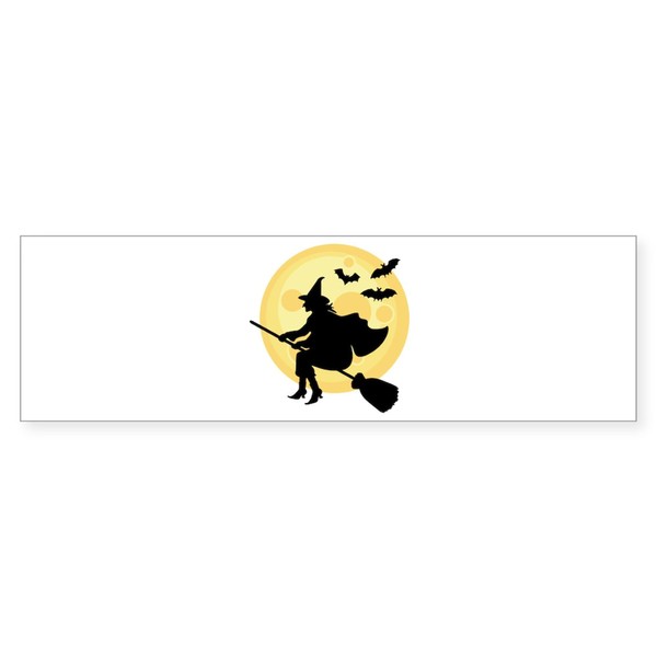 CafePress Witch Bats Moon Halloween Bumper Sticker 10"x3" Rectangle Bumper