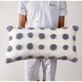 NUYECY Decorative Lumbar Throw Pillow Covers 12 x 26,Super Soft Chenille Long Pillow Covers Cushion Case for Farmhouse Sofa Couch Bed Livingroom,Modern Boho,Grey