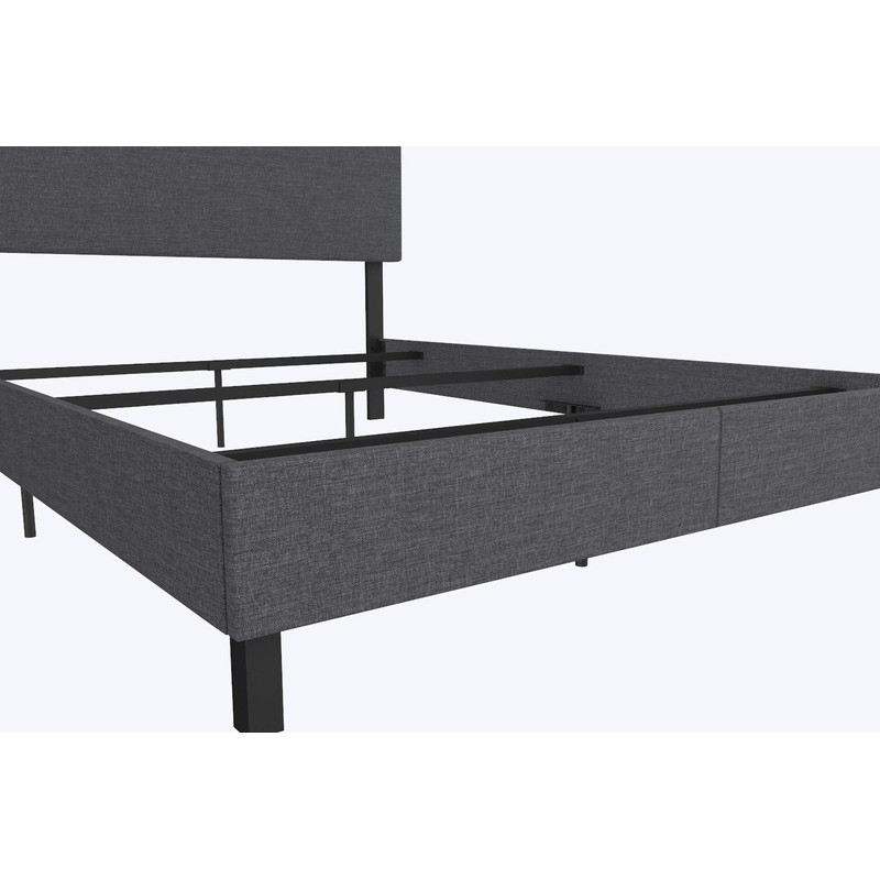 DHP Janford Bed with Chic Upholstered Headboard, Queen, Grey Linen