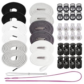 Drawstring Cord Replacement Hoodie String Cording Flat with Metal Tip 24Pcs Cord Locks Stopper Toggle with 2Pcs Threader Tool for Sweatpants Clothings Pants Jackets Coats Clothing Jackets Coats